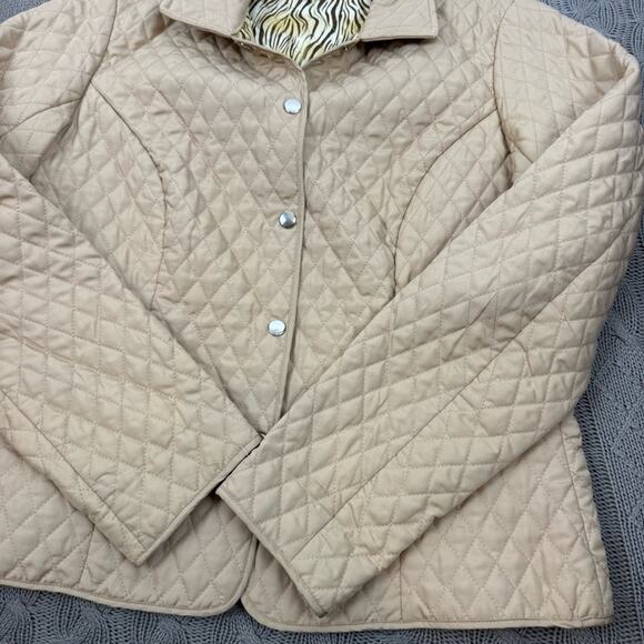 Kim Rogers Beige Quilted Puffer Jacket with Silver Snaps 8 - Picture 3 of 11